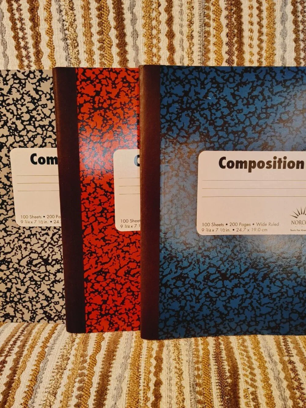 Lot Of 3 Composition Books Wide Ruled 100 Sheets 9.75